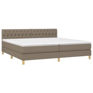 Κρεβάτι Boxspring με Στρώμα Taupe 200x200 εκ. Υφασμάτινο