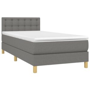 Κρεβάτι Boxspring με Στρώμα Σκούρο Γκρι 80x200 εκ. Υφασμάτινο