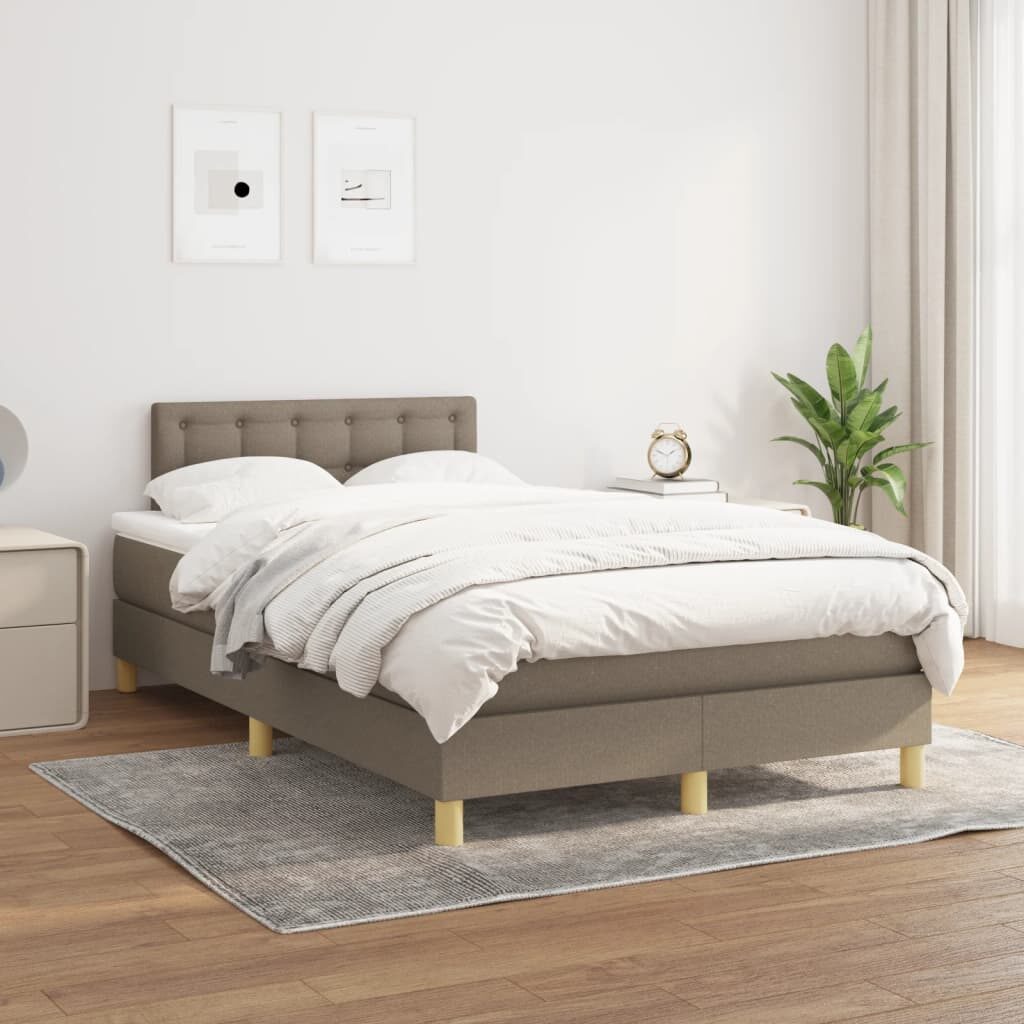 Κρεβάτι Boxspring με Στρώμα Taupe 120x200 εκ. Υφασμάτινο