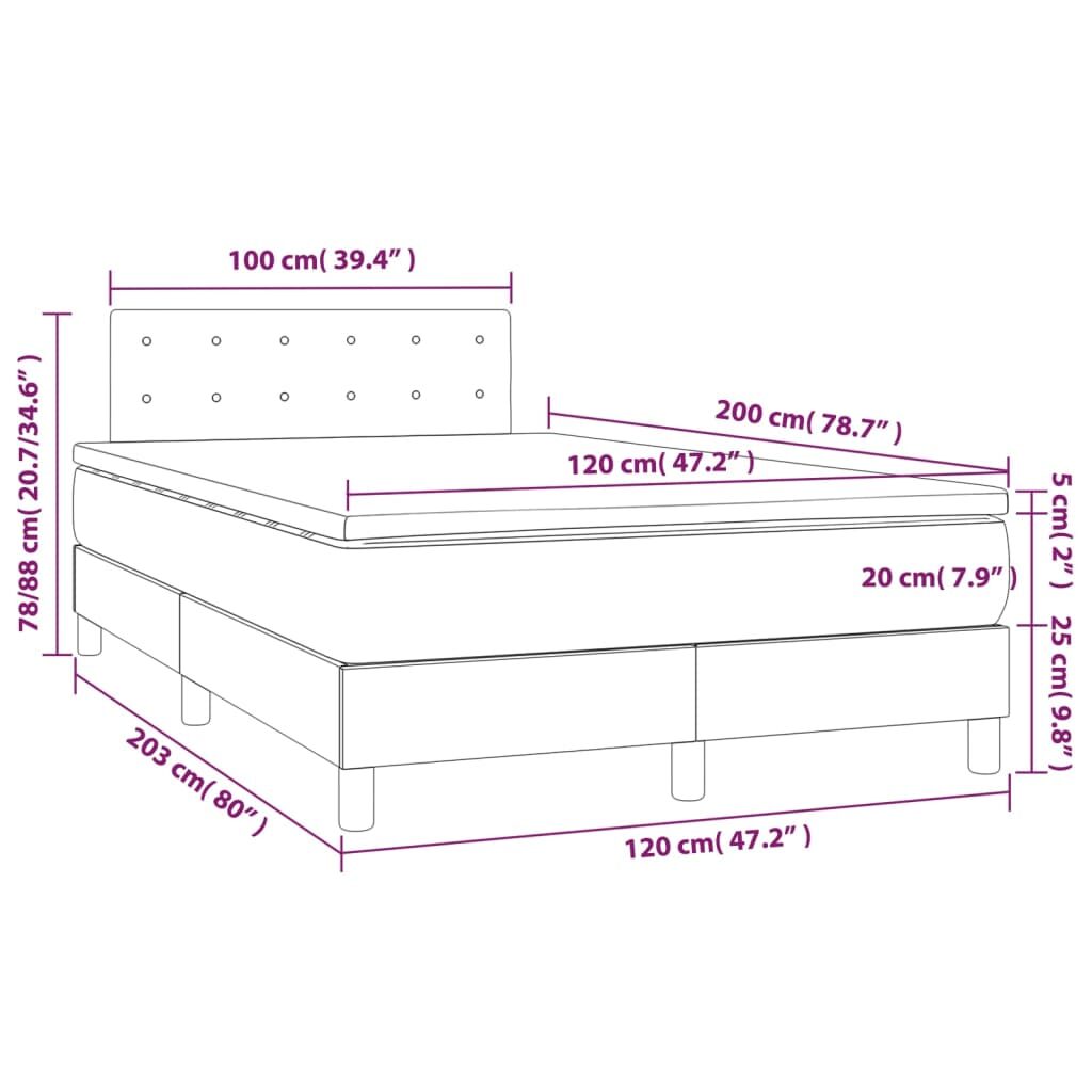 Κρεβάτι Boxspring με Στρώμα Taupe 120x200 εκ. Υφασμάτινο