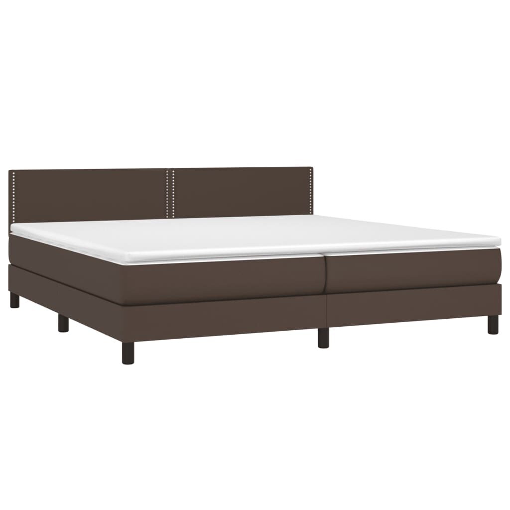 Κρεβάτι Boxspring με Στρώμα Καφέ 200x200 εκ. Συνθετικό Δέρμα