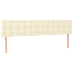 Κρεβάτι Boxspring με Στρώμα Κρεμ 200x200 εκ. Συνθετικό Δέρμα