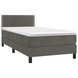 Κρεβάτι Boxspring με Στρώμα Σκούρο Γκρι 90x200 εκ. Βελούδινο