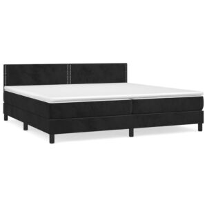 Κρεβάτι Boxspring με Στρώμα Μαύρο 200x200 εκ. Βελούδινο