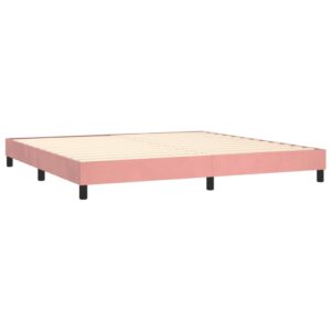 Κρεβάτι Boxspring με Στρώμα Ροζ 200x200 εκ. Βελούδινο