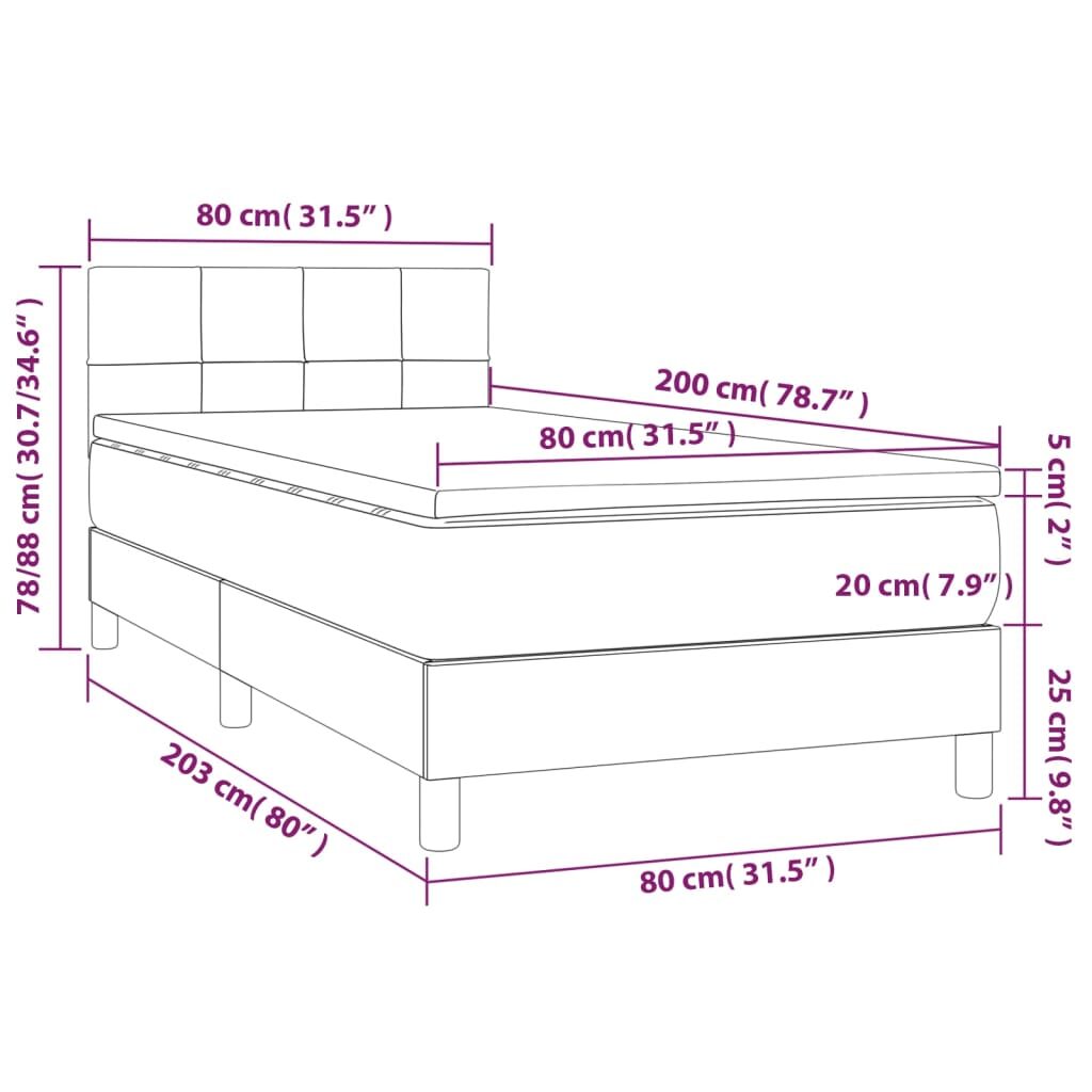 Κρεβάτι Boxspring με Στρώμα Σκούρο Μπλε 80 x 200 εκ. Βελούδινο