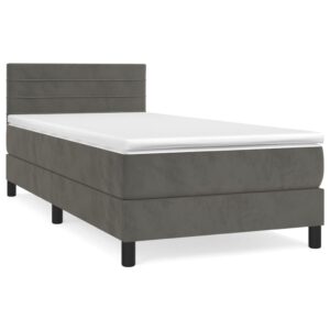 Κρεβάτι Boxspring με Στρώμα Σκούρο Γκρι 80x200 εκ. Βελούδινο