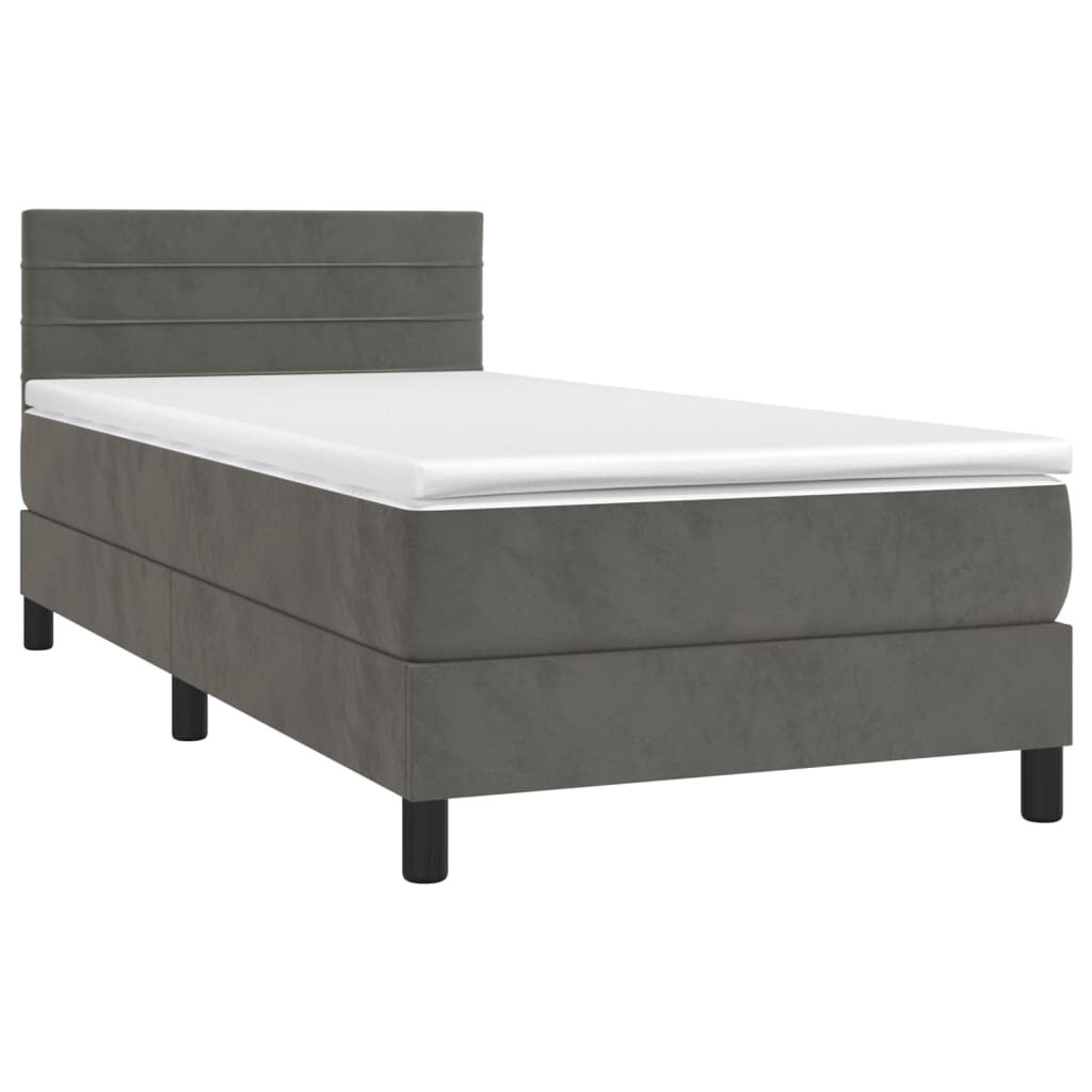 Κρεβάτι Boxspring με Στρώμα Σκούρο Γκρι 80x200 εκ. Βελούδινο