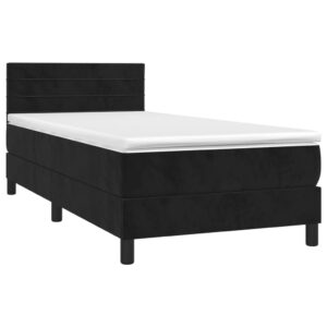 Κρεβάτι Boxspring με Στρώμα Μαύρο 80 x 200 εκ. Βελούδινο