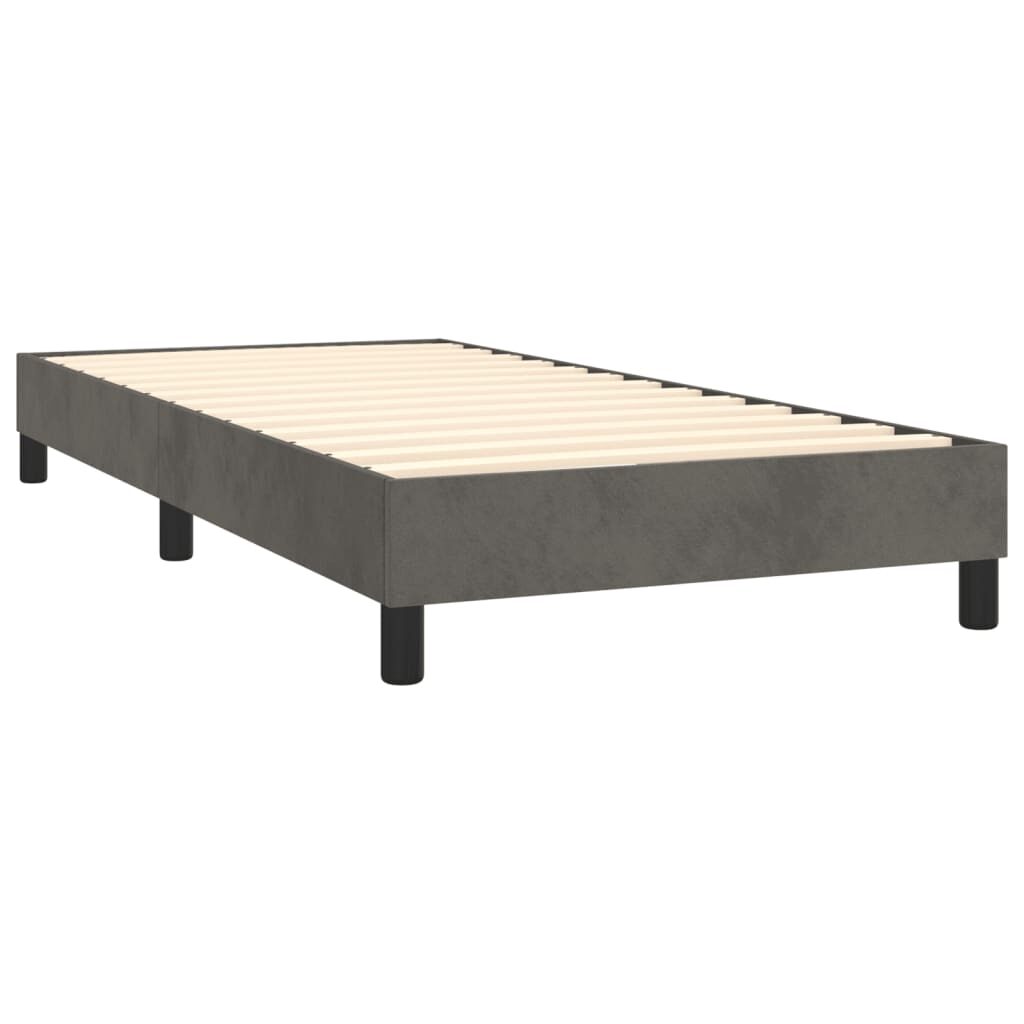 Κρεβάτι Boxspring με Στρώμα Σκούρο Γκρι 90x200 εκ. Βελούδινο