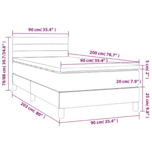 Κρεβάτι Boxspring με Στρώμα Σκούρο Γκρι 90x200 εκ. Βελούδινο