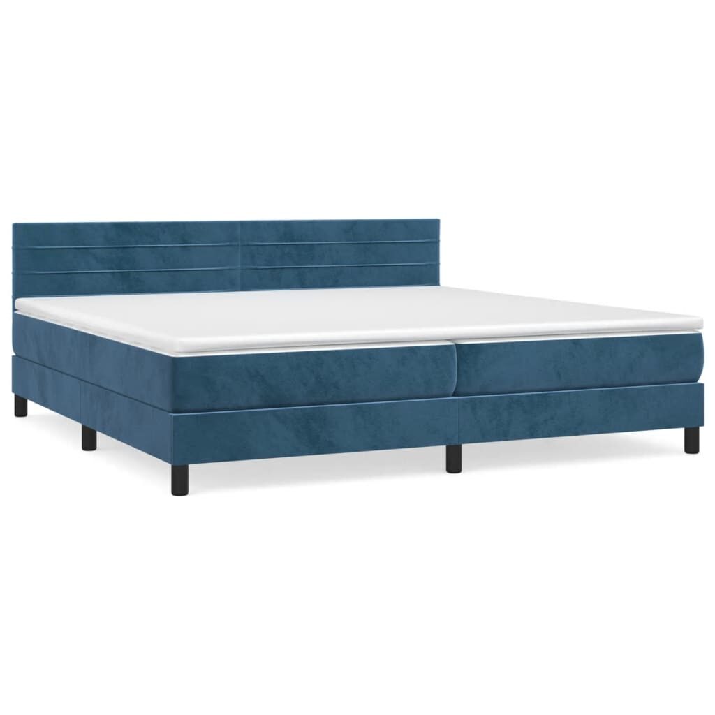 Κρεβάτι Boxspring με Στρώμα Σκούρο Μπλε 200x200 εκ. Βελούδινο