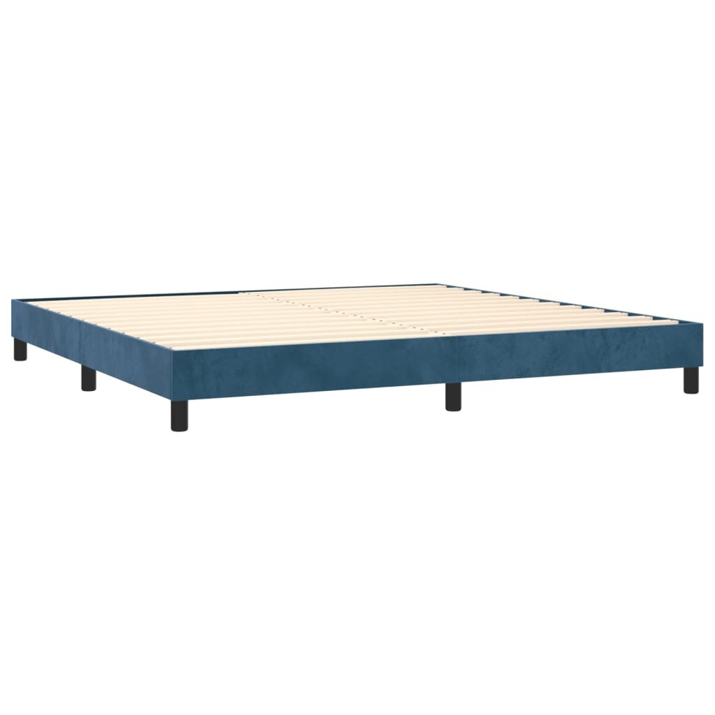 Κρεβάτι Boxspring με Στρώμα Σκούρο Μπλε 200x200 εκ. Βελούδινο