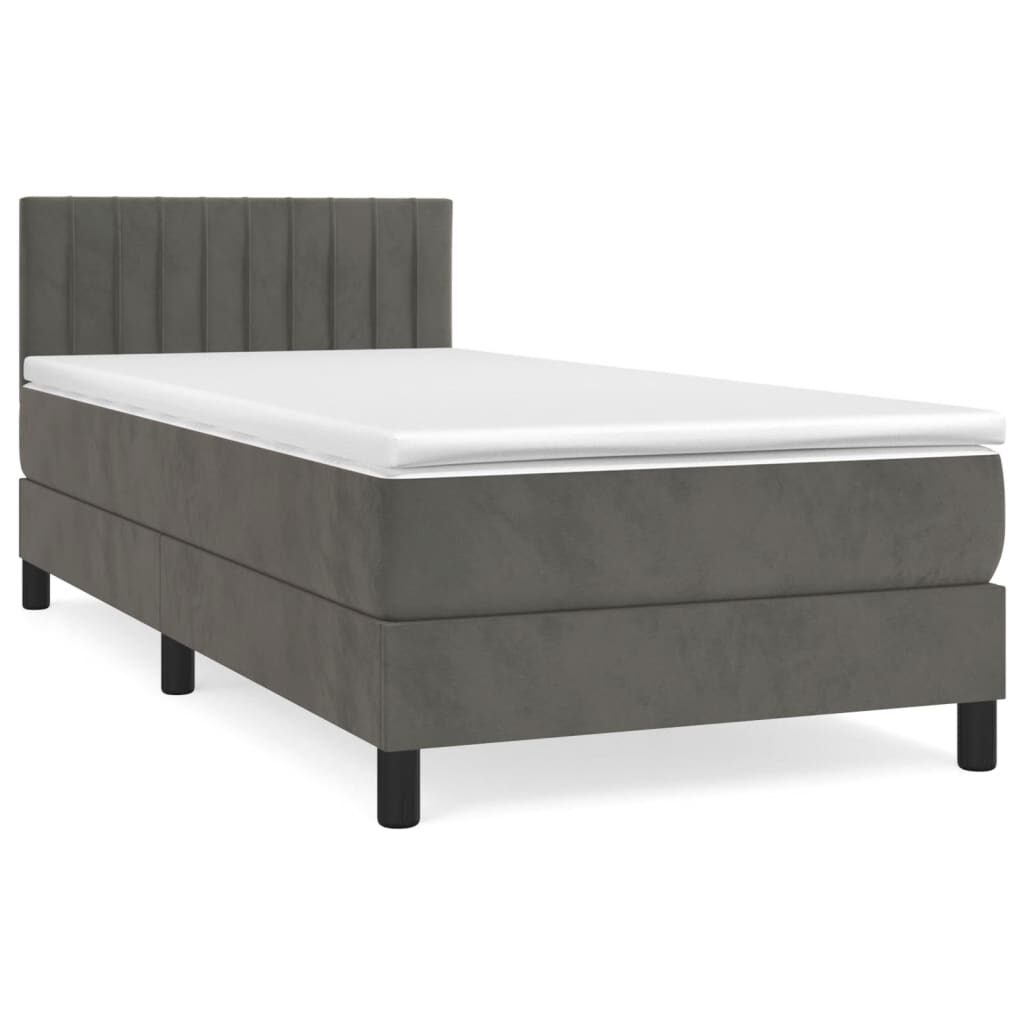 Κρεβάτι Boxspring με Στρώμα Σκούρο Γκρι 80x200 εκ. Βελούδινο