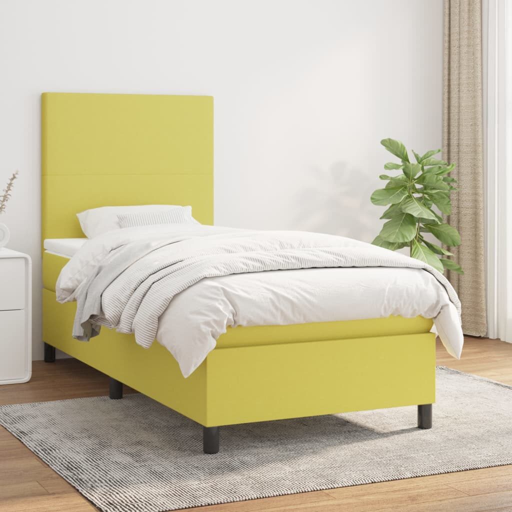 Κρεβάτι Boxspring με Στρώμα Πράσινο 80 x 200 εκ. Υφασμάτινο