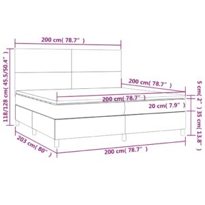 Κρεβάτι Boxspring με Στρώμα Σκούρο Καφέ 200x200 εκ. Υφασμάτινο