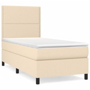 Κρεβάτι Boxspring με Στρώμα Κρεμ 90x200 εκ.Υφασμάτινο