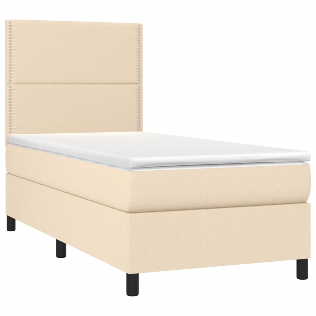 Κρεβάτι Boxspring με Στρώμα Κρεμ 90x200 εκ.Υφασμάτινο