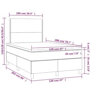 Κρεβάτι Boxspring με Στρώμα Σκούρο Καφέ 120x200 εκ. Υφασμάτινο