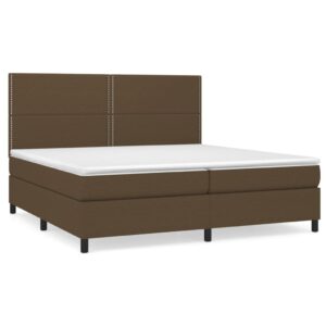 Κρεβάτι Boxspring με Στρώμα Σκούρο Καφέ 200x200 εκ. Υφασμάτινο