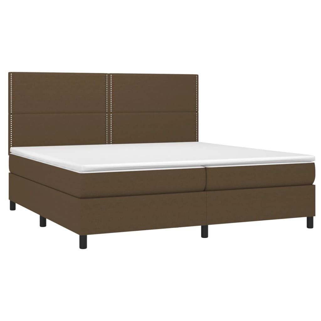 Κρεβάτι Boxspring με Στρώμα Σκούρο Καφέ 200x200 εκ. Υφασμάτινο