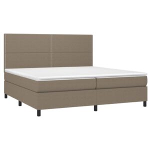 Κρεβάτι Boxspring με Στρώμα Taupe 200x200 εκ. Υφασμάτινο