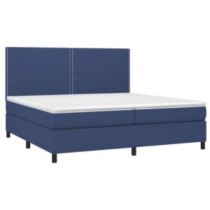 Κρεβάτι Boxspring με Στρώμα Μπλε 200x200 εκ. Υφασμάτινο