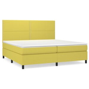 Κρεβάτι Boxspring με Στρώμα Πράσινο 200x200 εκ. Υφασμάτινο