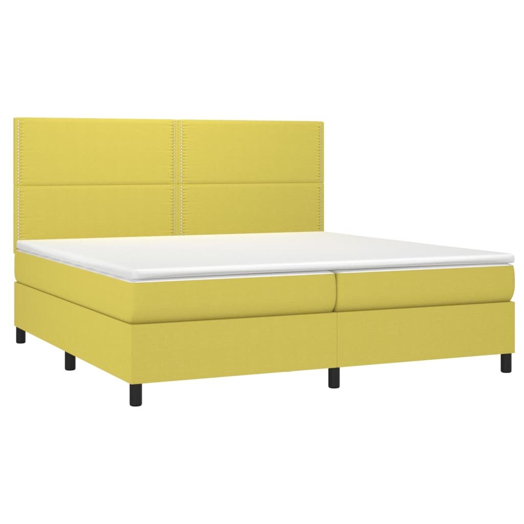 Κρεβάτι Boxspring με Στρώμα Πράσινο 200x200 εκ. Υφασμάτινο