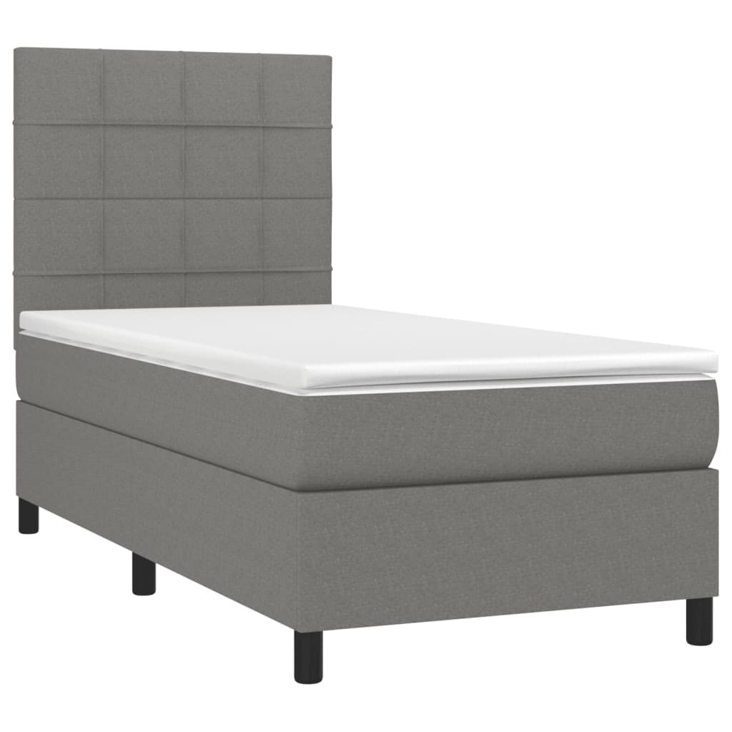 Κρεβάτι Boxspring με Στρώμα Σκούρο Γκρι 80x200 εκ. Υφασμάτινο