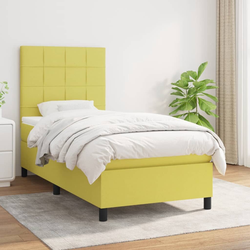 Κρεβάτι Boxspring με Στρώμα Πράσινο 80 x 200 εκ. Υφασμάτινο