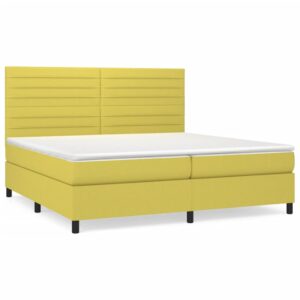 Κρεβάτι Boxspring με Στρώμα Πράσινο 200x200 εκ. Υφασμάτινο