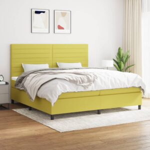 Κρεβάτι Boxspring με Στρώμα Πράσινο 200x200 εκ. Υφασμάτινο