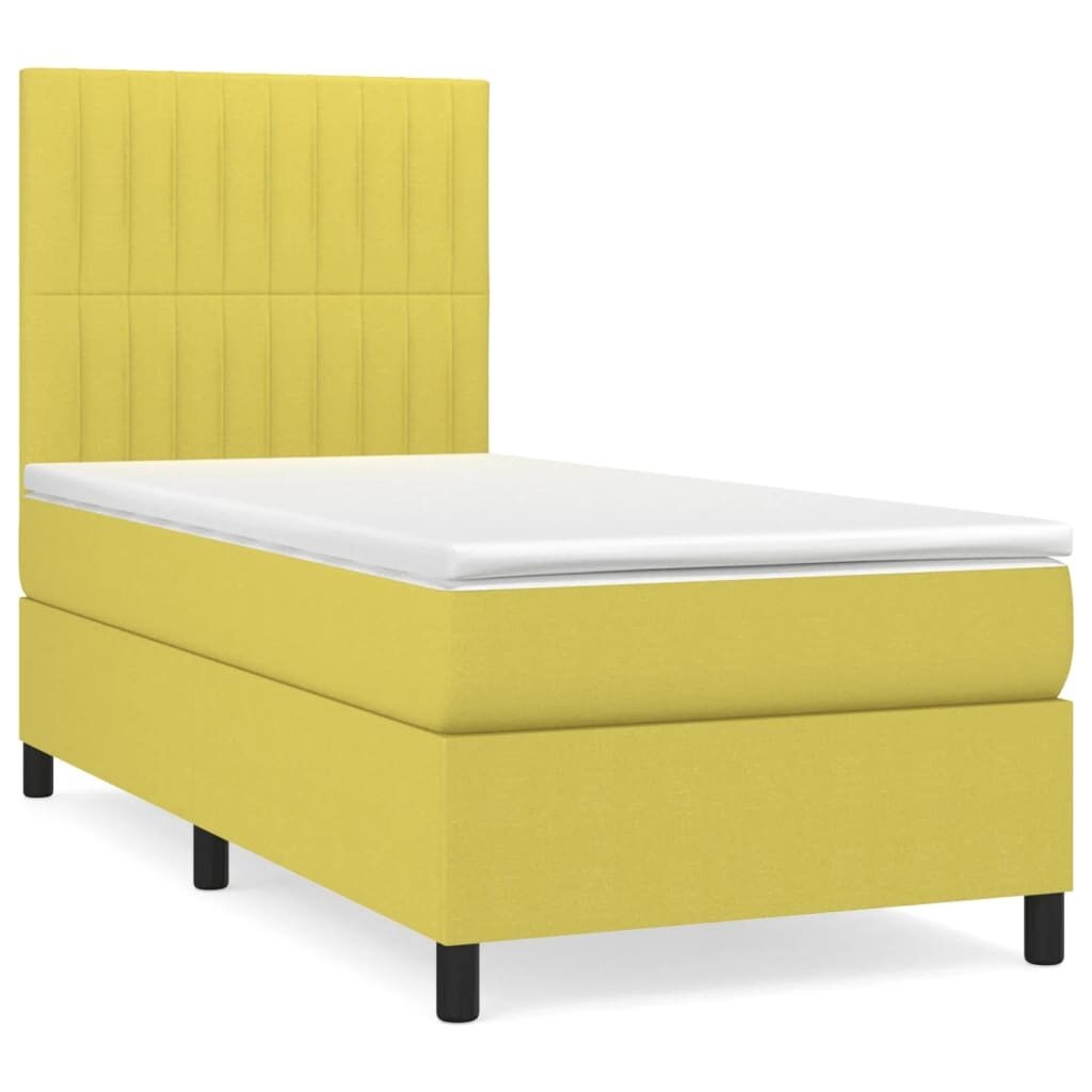 Κρεβάτι Boxspring με Στρώμα Πράσινο 80 x 200 εκ. Υφασμάτινο