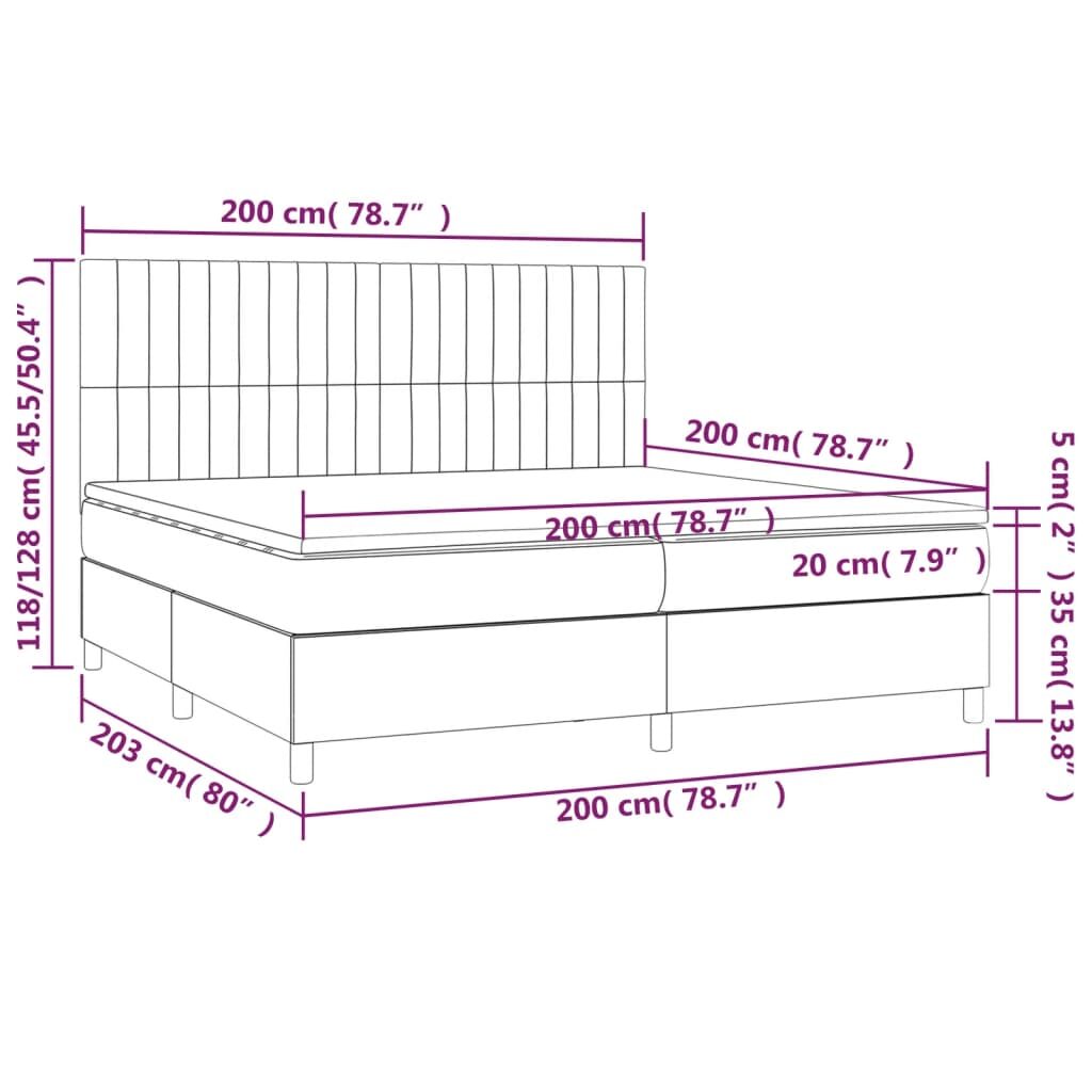 Κρεβάτι Boxspring με Στρώμα Σκούρο Γκρι 200x200 εκ. Υφασμάτινο