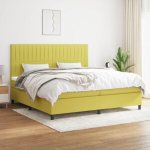 Κρεβάτι Boxspring με Στρώμα Πράσινο 200x200 εκ. Υφασμάτινο