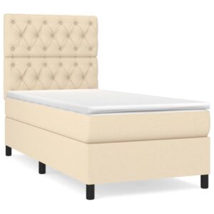 Κρεβάτι Boxspring με Στρώμα Κρεμ 80 x 200 εκ. Υφασμάτινο