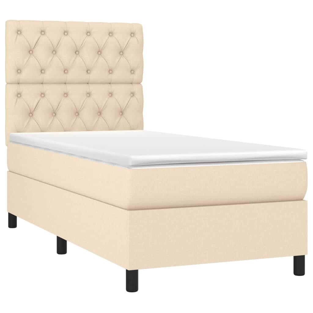 Κρεβάτι Boxspring με Στρώμα Κρεμ 80 x 200 εκ. Υφασμάτινο