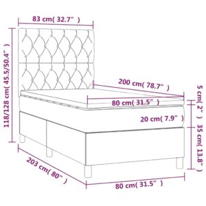 Κρεβάτι Boxspring με Στρώμα Πράσινο 80 x 200 εκ. Υφασμάτινο