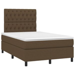 Κρεβάτι Boxspring με Στρώμα Σκούρο Καφέ 120x200 εκ. Υφασμάτινο