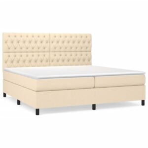 Κρεβάτι Boxspring με Στρώμα Κρεμ 200x200 εκ. Υφασμάτινο