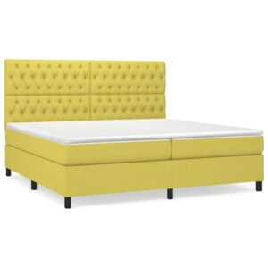 Κρεβάτι Boxspring με Στρώμα Πράσινο 200x200 εκ. Υφασμάτινο