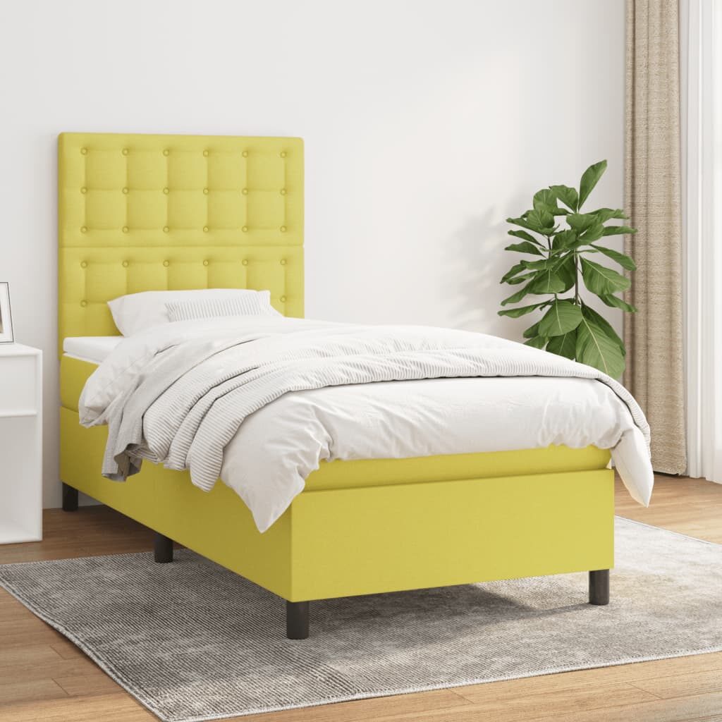 Κρεβάτι Boxspring με Στρώμα Πράσινο 80 x 200 εκ. Υφασμάτινο