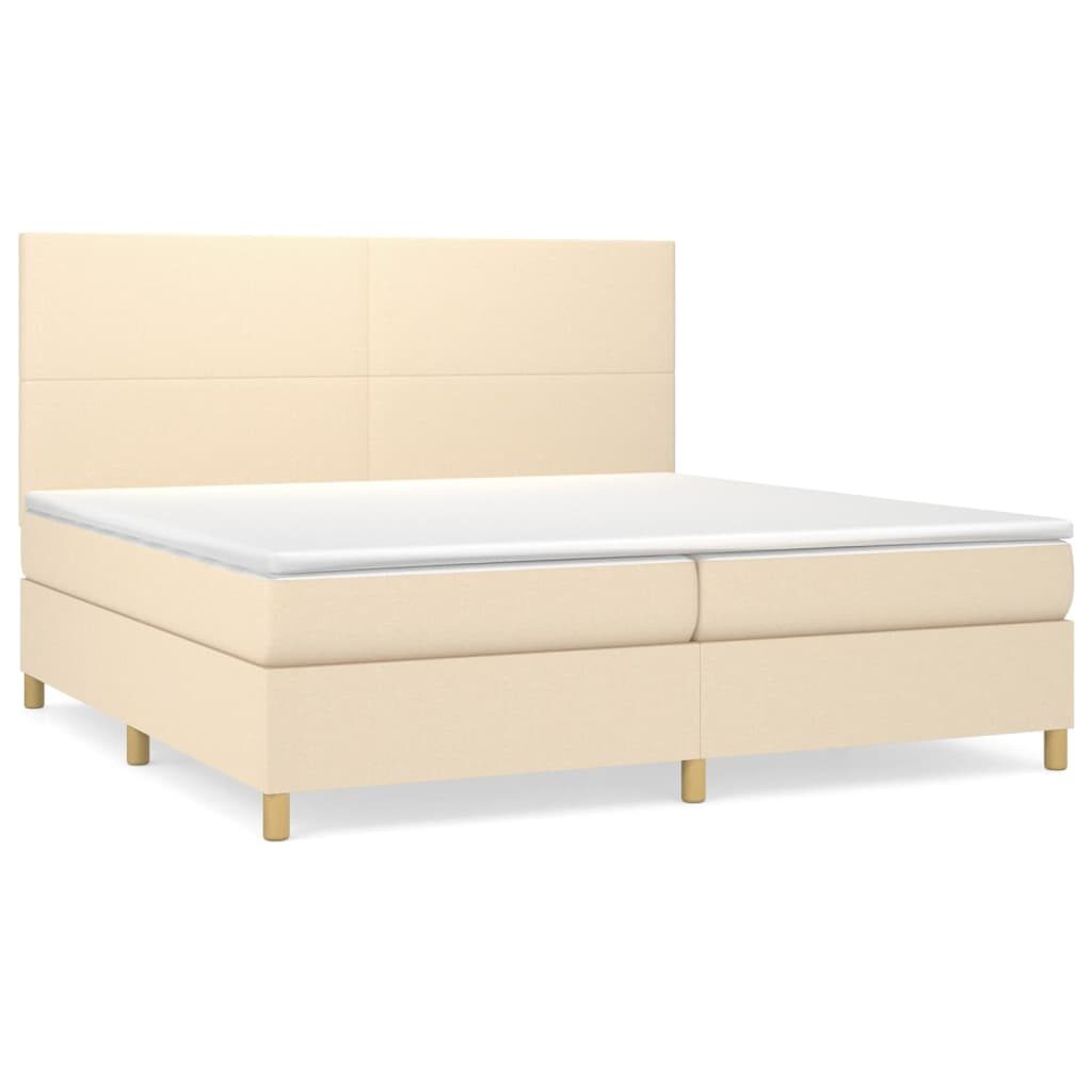 Κρεβάτι Boxspring με Στρώμα Κρεμ 200x200 εκ. Υφασμάτινο