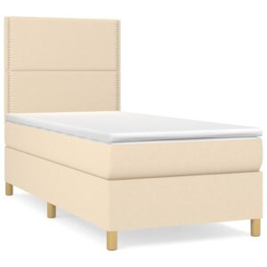 Κρεβάτι Boxspring με Στρώμα Κρεμ 90x200 εκ.Υφασμάτινο