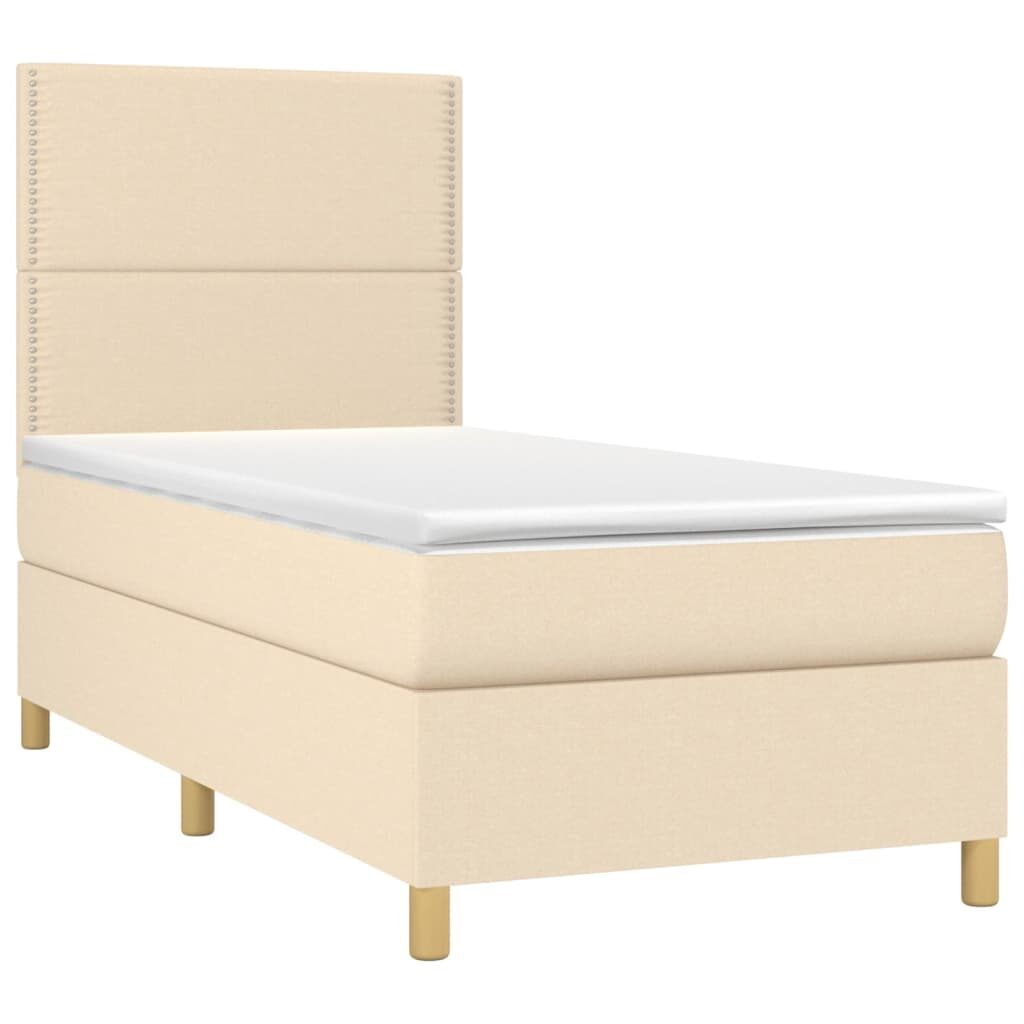 Κρεβάτι Boxspring με Στρώμα Κρεμ 90x200 εκ.Υφασμάτινο