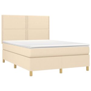 Κρεβάτι Boxspring με Στρώμα Κρεμ 140x200 εκ. Υφασμάτινο