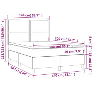 Κρεβάτι Boxspring με Στρώμα Κρεμ 140x200 εκ. Υφασμάτινο