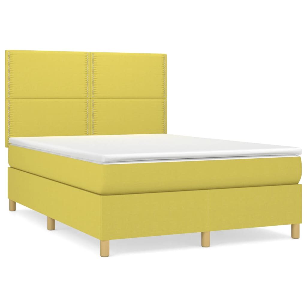 Κρεβάτι Boxspring με Στρώμα Πράσινο 140x200 εκ.Υφασμάτινο