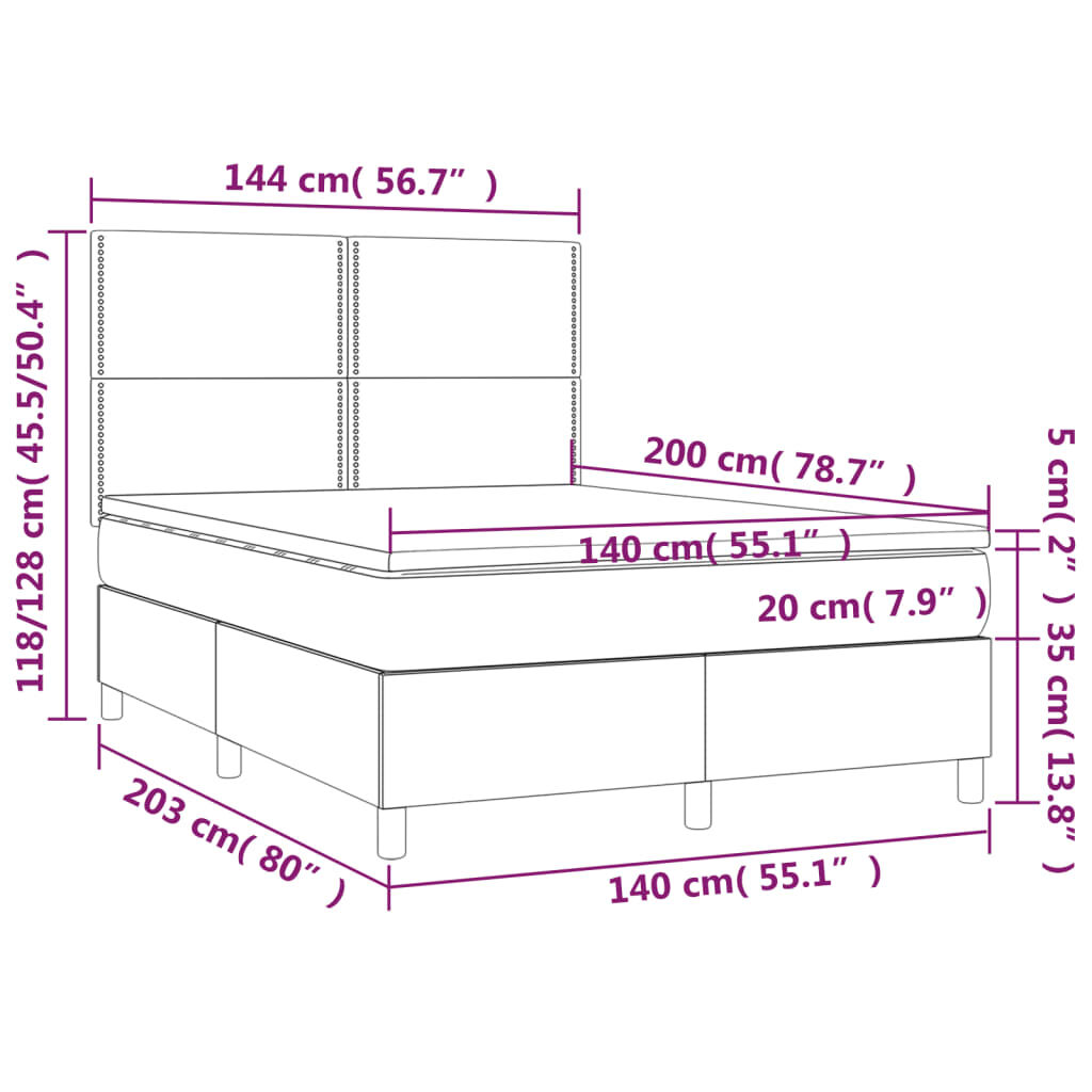 Κρεβάτι Boxspring με Στρώμα Πράσινο 140x200 εκ.Υφασμάτινο